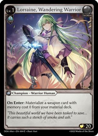 Lorraine, Wandering Warrior (DAWN OF ASHES ALTER EDITION) - Premium Grand Archive Single from Dawn of Ashes Alter Edition - Just $0.25! Shop now at Game Crave Tournament Store
