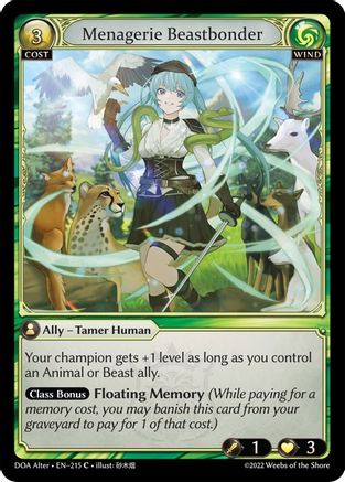 Menagerie Beastbonder (DAWN OF ASHES ALTER EDITION) - Premium Grand Archive Single from Dawn of Ashes Alter Edition - Just $0.25! Shop now at Game Crave Tournament Store