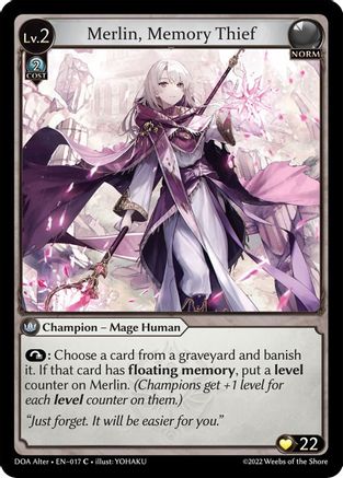 Merlin, Memory Thief (DAWN OF ASHES ALTER EDITION) - Premium Grand Archive Single from Dawn of Ashes Alter Edition - Just $0.25! Shop now at Game Crave Tournament Store