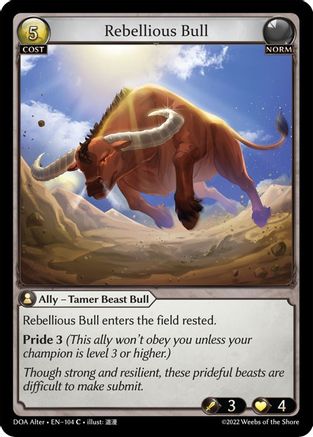 Rebellious Bull (DAWN OF ASHES ALTER EDITION) - Premium Grand Archive Single from Dawn of Ashes Alter Edition - Just $0.25! Shop now at Game Crave Tournament Store