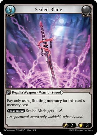 Sealed Blade (DAWN OF ASHES ALTER EDITION) - Premium Grand Archive Single from Dawn of Ashes Alter Edition - Just $0.25! Shop now at Game Crave Tournament Store