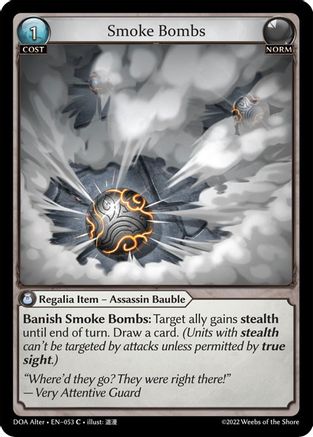 Smoke Bombs (DAWN OF ASHES ALTER EDITION) Foil - Premium Grand Archive Single from Dawn of Ashes Alter Edition - Just $2.95! Shop now at Game Crave Tournament Store