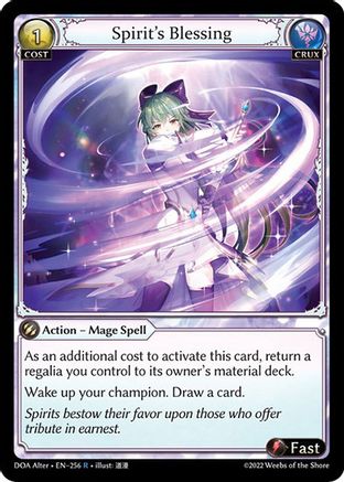 Spirit's Blessing (DAWN OF ASHES ALTER EDITION) - Premium Grand Archive Single from Dawn of Ashes Alter Edition - Just $0.25! Shop now at Game Crave Tournament Store
