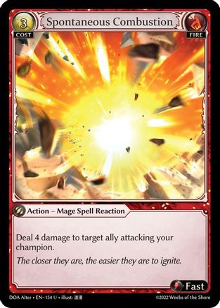 Spontaneous Combustion (DAWN OF ASHES ALTER EDITION) - Premium Grand Archive Single from Dawn of Ashes Alter Edition - Just $0.25! Shop now at Game Crave Tournament Store