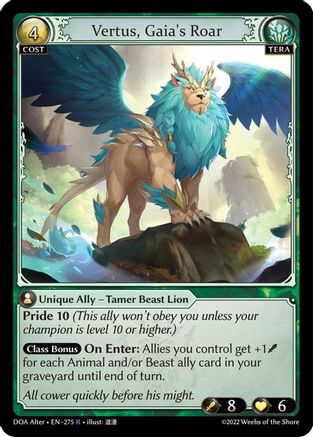 Vertus, Gaia's Roar (DAWN OF ASHES ALTER EDITION) - Premium Grand Archive Single from Dawn of Ashes Alter Edition - Just $0.25! Shop now at Game Crave Tournament Store