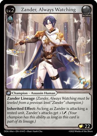 Zander, Always Watching (DAWN OF ASHES ALTER EDITION) - Premium Grand Archive Single from Dawn of Ashes Alter Edition - Just $0.25! Shop now at Game Crave Tournament Store