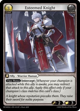 Esteemed Knight (2022 DEMO DECK) - Premium Grand Archive Single from Weebs of the Shore - Just $0! Shop now at Game Crave Tournament Store