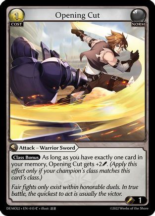 Opening Cut (2022 DEMO DECK) - Premium Grand Archive Single from Weebs of the Shore - Just $0! Shop now at Game Crave Tournament Store