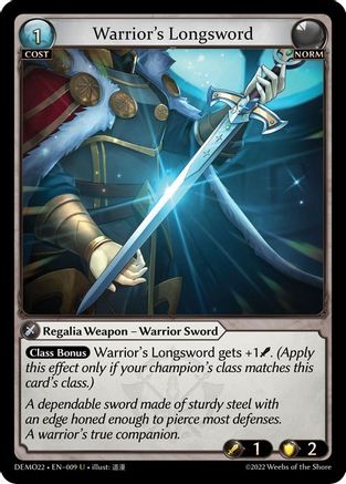 Warrior's Longsword (2022 DEMO DECK) - Premium Grand Archive Single from Weebs of the Shore - Just $0.08! Shop now at Game Crave Tournament Store