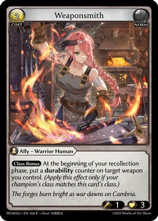 Weaponsmith (2022 DEMO DECK) - Premium Grand Archive Single from Weebs of the Shore - Just $0! Shop now at Game Crave Tournament Store