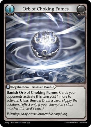 Orb of Choking Fumes (DAWN OF ASHES PRELUDE) - Premium Grand Archive Single from Weebs of the Shore - Just $0.32! Shop now at Game Crave Tournament Store