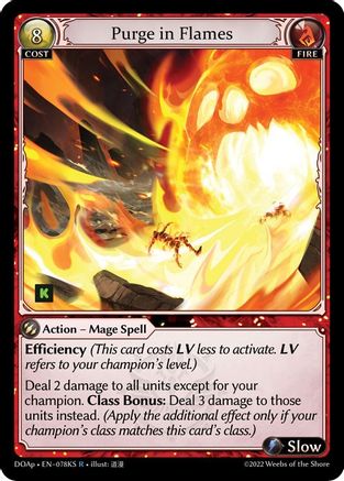 Purge in Flames (KS) (DAWN OF ASHES PRELUDE) - Premium Grand Archive Single from Weebs of the Shore - Just $1.82! Shop now at Game Crave Tournament Store