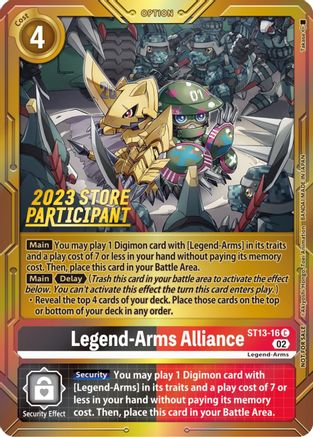 Legend-Arms Alliance (2023 Store Participant) (ST13-16) - Starter Deck 13: Ragnaloardmon Foil - Premium Digimon Single from Bandai - Just $0.60! Shop now at Game Crave Tournament Store