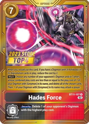 Hades Force (2023 Store Top 4) (BT11-107) - Dimensional Phase Foil - Premium Digimon Single from Bandai - Just $5.32! Shop now at Game Crave Tournament Store