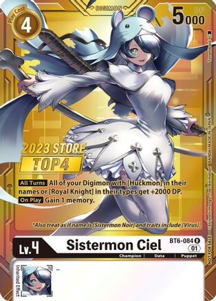 Sistermon Ciel (2023 Store Top 4) (BT6-084) - Double Diamond Foil - Premium Digimon Single from Bandai - Just $2.51! Shop now at Game Crave Tournament Store
