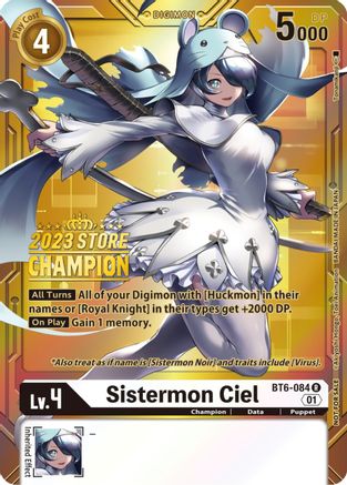 Sistermon Ciel (2023 Store Champion) (BT6-084) - Double Diamond Foil - Premium Digimon Single from Bandai - Just $2.16! Shop now at Game Crave Tournament Store