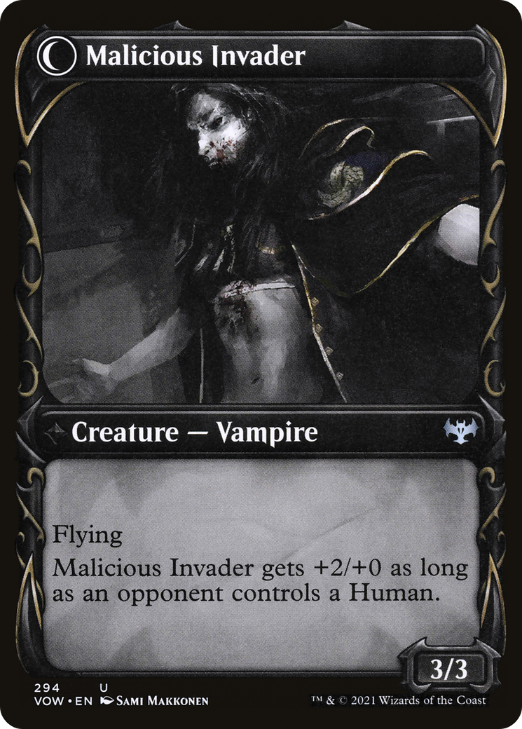 Innocent Traveler // Malicious Invader (VOW-294) - Innistrad: Crimson Vow: (Showcase, Double Faced Transform) - Premium MTG Single from Wizards of the Coast - Just $0.08! Shop now at Game Crave Tournament Store