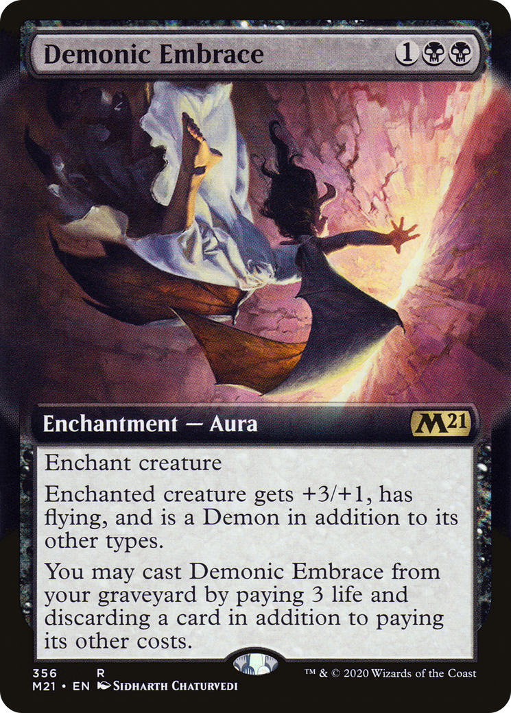 Demonic Embrace (M21-356) - Core Set 2021: (Extended Art) - Premium MTG Single from Wizards of the Coast - Just $0.30! Shop now at Game Crave Tournament Store