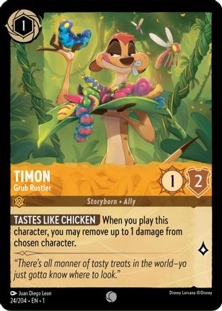 Timon - Grub Rustler (24/204) - The First Chapter - Premium Lorcana Single from Disney - Just $0.08! Shop now at Game Crave Tournament Store