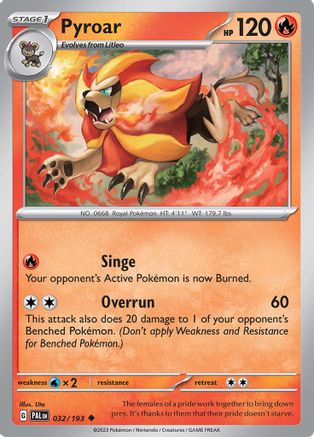 Pyroar 32 - SV02 Paldea Evolved - Premium Pokemon Single from Nintendo - Just $0.25! Shop now at Game Crave Tournament Store