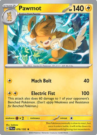 Pawmot 76 - SV02 Paldea Evolved Holofoil - Premium Pokemon Single from Nintendo - Just $0.50! Shop now at Game Crave Tournament Store