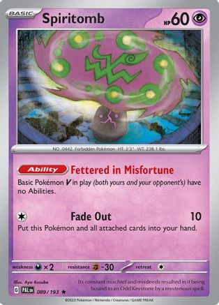 Spiritomb 89 - SV02 Paldea Evolved Holofoil - Premium Pokemon Single from Nintendo - Just $0.50! Shop now at Game Crave Tournament Store