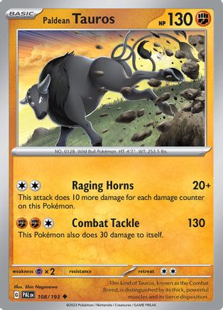 Paldean Tauros 108 - SV02 Paldea Evolved - Premium Pokemon Single from Nintendo - Just $0.25! Shop now at Game Crave Tournament Store