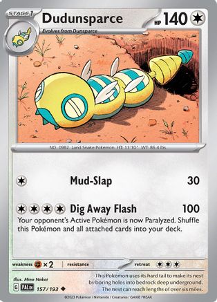 Dudunsparce 157 - SV02 Paldea Evolved - Premium Pokemon Single from Nintendo - Just $0.25! Shop now at Game Crave Tournament Store