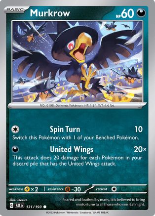 Murkrow 131 - SV02 Paldea Evolved - Premium Pokemon Single from Nintendo - Just $0.25! Shop now at Game Crave Tournament Store