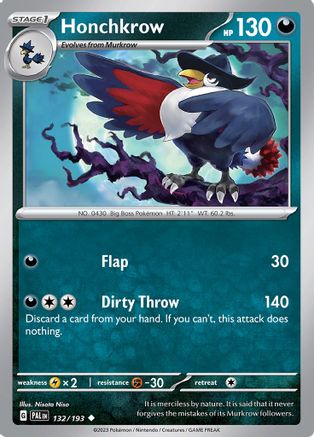 Honchkrow 132 - SV02 Paldea Evolved - Premium Pokemon Single from Nintendo - Just $0.25! Shop now at Game Crave Tournament Store