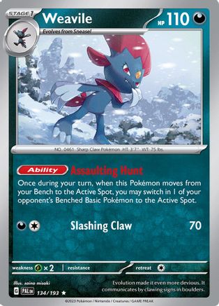 Weavile 134 - SV02 Paldea Evolved Holofoil - Premium Pokemon Single from Nintendo - Just $0.50! Shop now at Game Crave Tournament Store