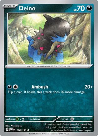 Deino 138 - SV02 Paldea Evolved - Premium Pokemon Single from Nintendo - Just $0.25! Shop now at Game Crave Tournament Store