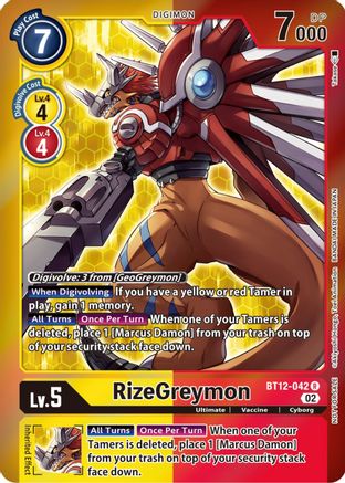 RizeGreymon (Tamer Party -Special-) (BT12-042) - Across Time Foil - Premium Digimon Single from Bandai - Just $0.08! Shop now at Game Crave Tournament Store