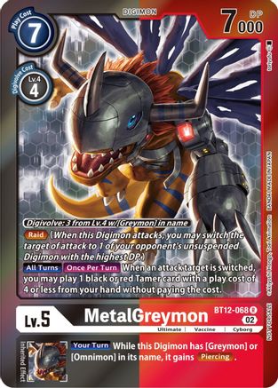 MetalGreymon (Tamer Party -Special-) (BT12-068) - Across Time Foil - Premium Digimon Single from Bandai - Just $0.58! Shop now at Game Crave Tournament Store