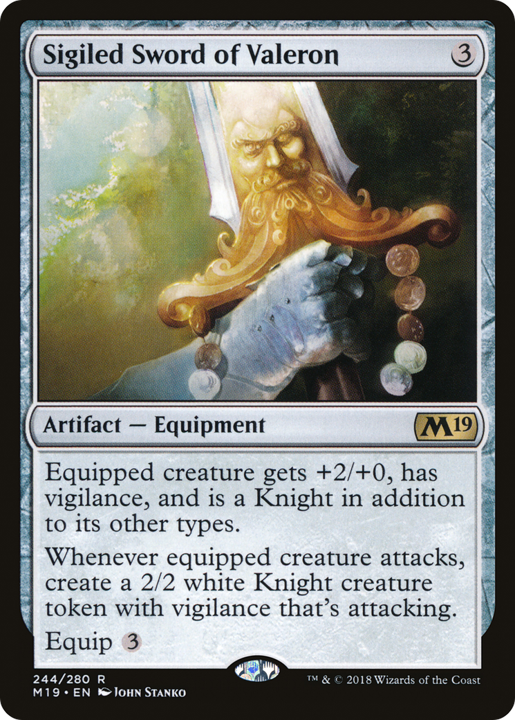 Sigiled Sword of Valeron (M19-244) - Core Set 2019 - Premium MTG Single from Wizards of the Coast - Just $0.25! Shop now at Game Crave Tournament Store