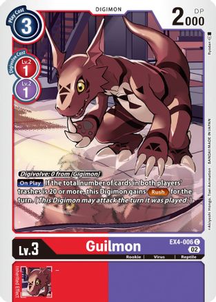 Guilmon (EX4-006) - Alternative Being Booster - Premium Digimon Single from Bandai - Just $0.59! Shop now at Game Crave Tournament Store