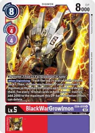 BlackWarGrowlmon (EX4-010) - Alternative Being Booster - Premium Digimon Single from Bandai - Just $0.25! Shop now at Game Crave Tournament Store