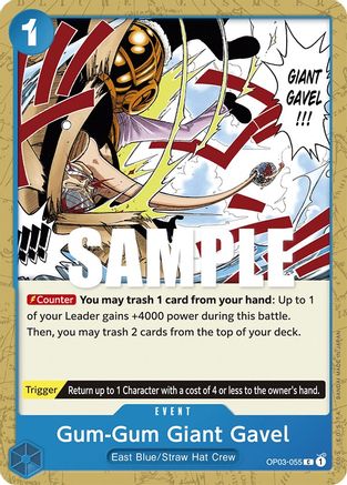 Gum-Gum Giant Gavel (OP03-055) - Pillars of Strength - Premium One Piece Single from Bandai - Just $0.08! Shop now at Game Crave Tournament Store