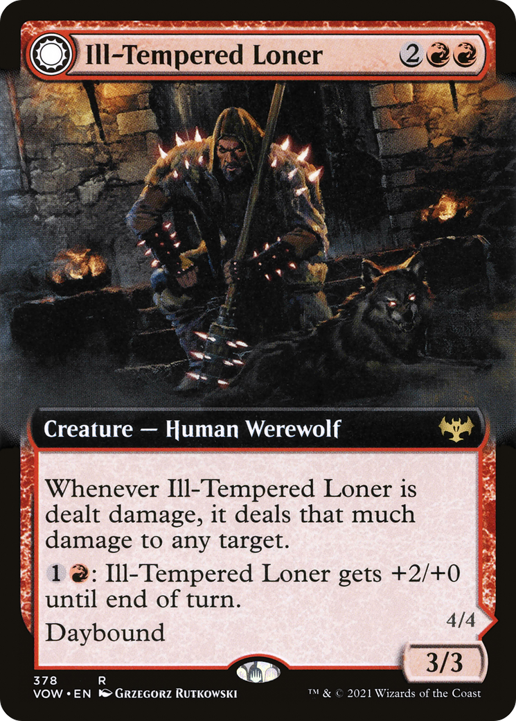 Ill-Tempered Loner // Howlpack Avenger (VOW-378) - Innistrad: Crimson Vow: (Extended Art, Double Faced Transform) - Premium MTG Single from Wizards of the Coast - Just $0.52! Shop now at Game Crave Tournament Store