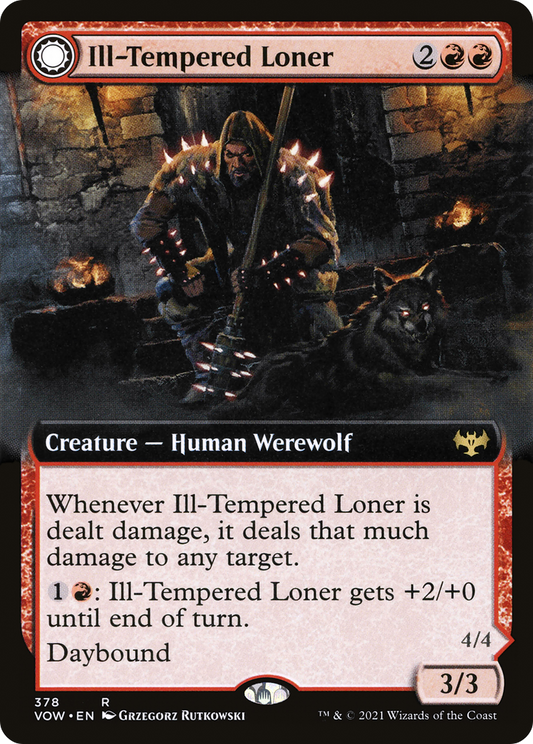 Ill-Tempered Loner // Howlpack Avenger (VOW-378) - Innistrad: Crimson Vow: (Extended Art, Double Faced Transform) - Premium MTG Single from Wizards of the Coast - Just $0.52! Shop now at Game Crave Tournament Store