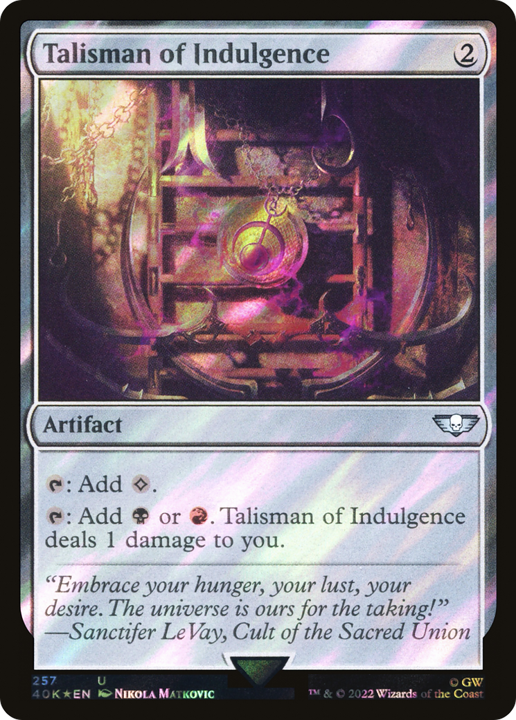 Talisman of Indulgence (40K-257★) - Warhammer 40,000 Commander Foil - Premium MTG Single from Wizards of the Coast - Just $5.30! Shop now at Game Crave Tournament Store