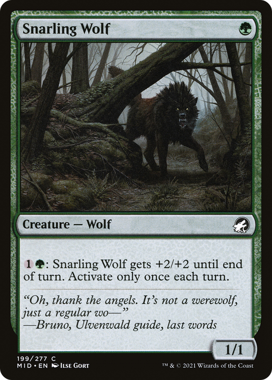 Snarling Wolf (MID-199) - Innistrad: Midnight Hunt - Premium MTG Single from Wizards of the Coast - Just $0.08! Shop now at Game Crave Tournament Store