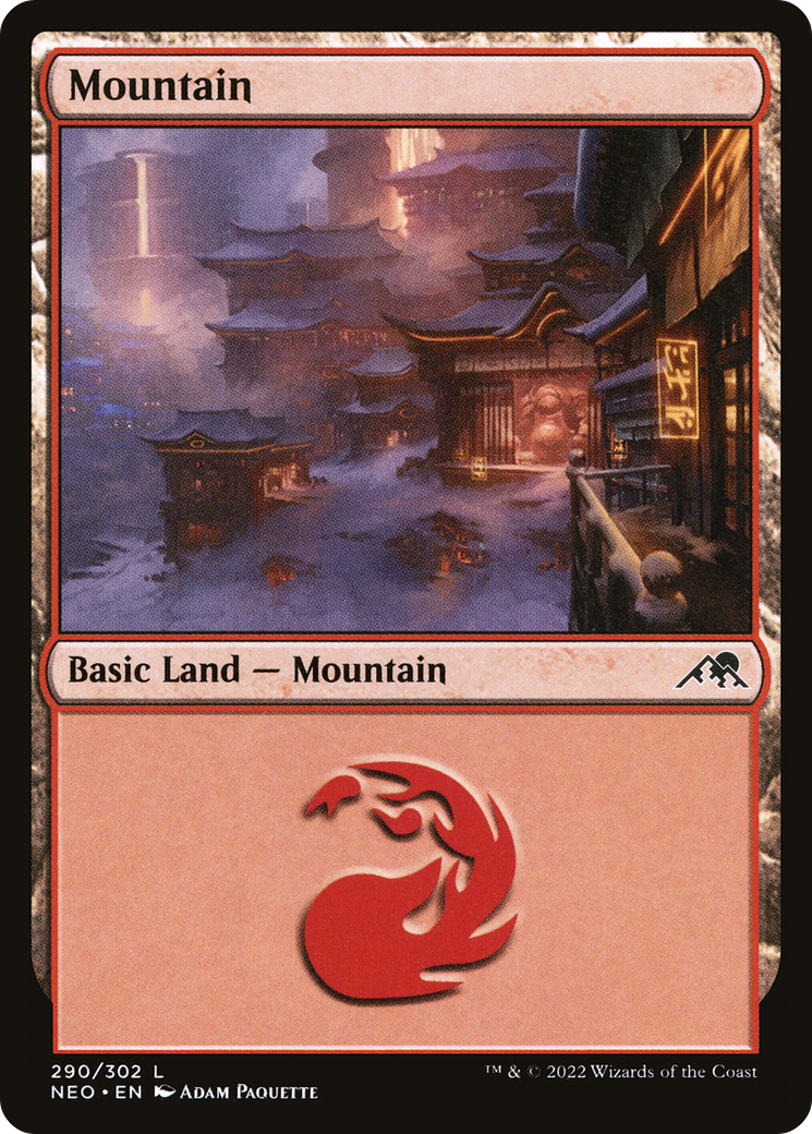 Mountain (NEO-290) - Kamigawa: Neon Dynasty - Premium MTG Single from Wizards of the Coast - Just $0.08! Shop now at Game Crave Tournament Store