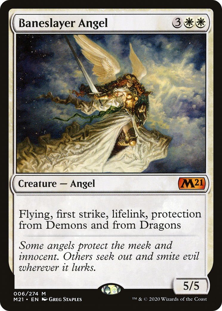 Baneslayer Angel (M21-006) - Core Set 2021 Foil - Premium MTG Single from Wizards of the Coast - Just $4.25! Shop now at Game Crave Tournament Store