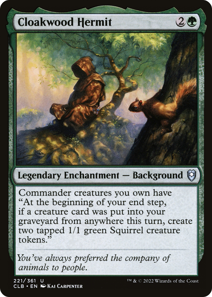 Cloakwood Hermit (CLB-221) - Commander Legends: Battle for Baldur's Gate - Premium MTG Single from Wizards of the Coast - Just $0.08! Shop now at Game Crave Tournament Store