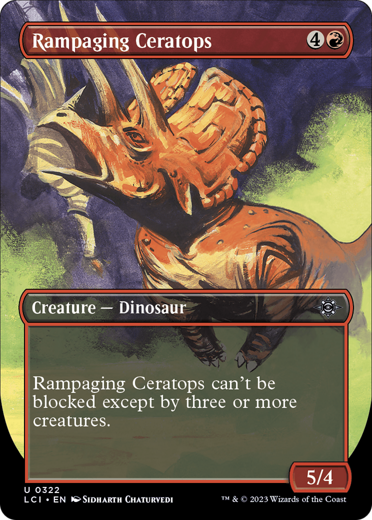 Rampaging Ceratops (LCI-322) - The Lost Caverns of Ixalan (Borderless) Foil - Premium MTG Single from Wizards of the Coast - Just $0.08! Shop now at Game Crave Tournament Store