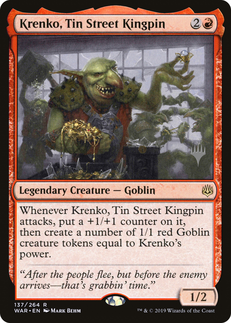 Krenko, Tin Street Kingpin (PWAR-137P) - War of the Spark Promos - Premium MTG Single from Wizards of the Coast - Just $0.70! Shop now at Game Crave Tournament Store