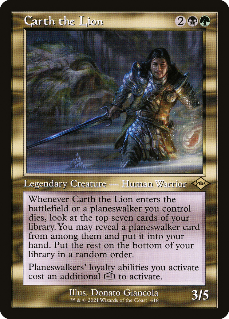 Carth the Lion (MH2-418) - Modern Horizons 2 Etched Foil - Premium MTG Single from Wizards of the Coast - Just $0.08! Shop now at Game Crave Tournament Store