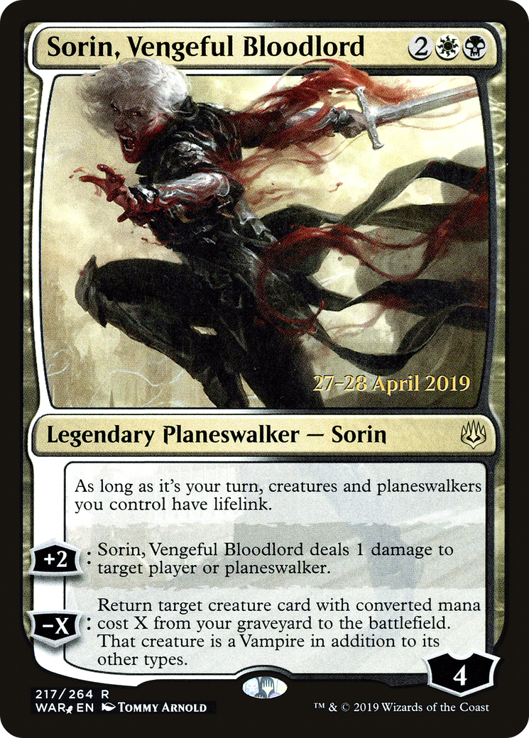 Sorin, Vengeful Bloodlord (PWAR-217S) - War of the Spark Promos Foil - Premium MTG Single from Wizards of the Coast - Just $1.09! Shop now at Game Crave Tournament Store