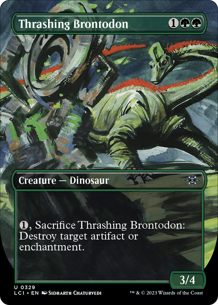 Thrashing Brontodon (LCI-329) - The Lost Caverns of Ixalan (Borderless) - Premium MTG Single from Wizards of the Coast - Just $0.08! Shop now at Game Crave Tournament Store